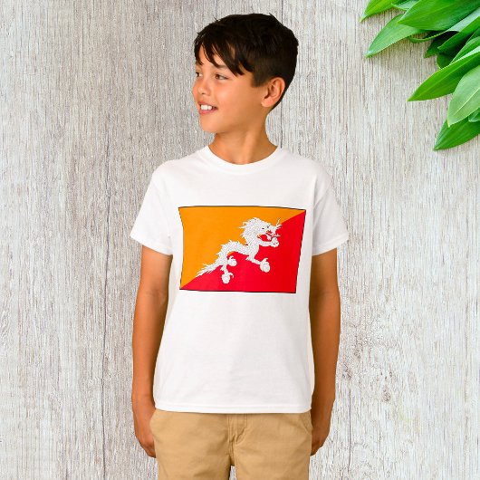 Bhutan vlag ontwerp met witte draak t-shirt