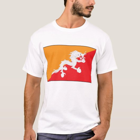 Bhutan vlag ontwerp met witte draak t-shirt (Voorkant)