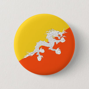 Bhutan vlag ronde button 5,7 cm