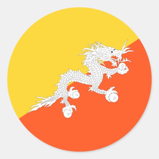 Bhutan vlag ronde sticker (Voorkant)
