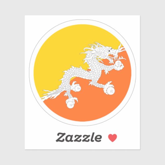Bhutan Vlag Ronde Sticker (Vel)