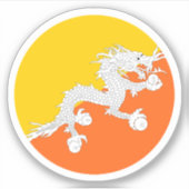 Bhutan Vlag Ronde Sticker (Voorkant)