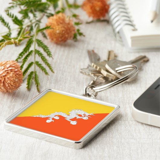 Bhutan vlag sleutelhanger (Zijkant)