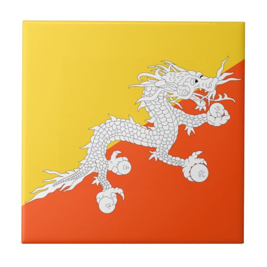 Bhutan vlag tegeltje (Voorkant)