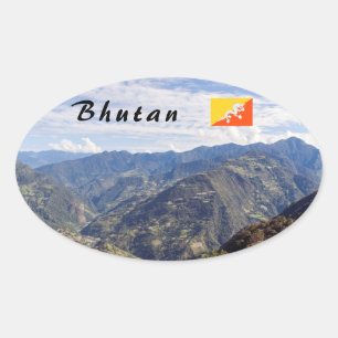 Bhutan vreedzame oostelijke bergen - Himalaya Ovale Sticker