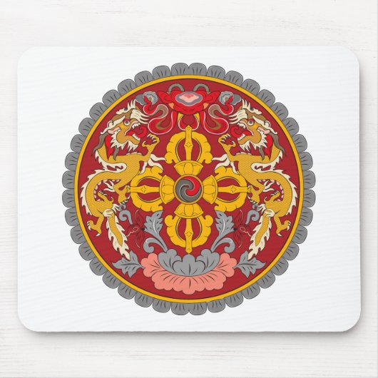 Bhutan-wapenschild Mousepad Muismat (Voorkant)