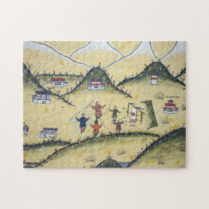 Bhutanees huis met boogschilderijen - Bhutan Legpuzzel