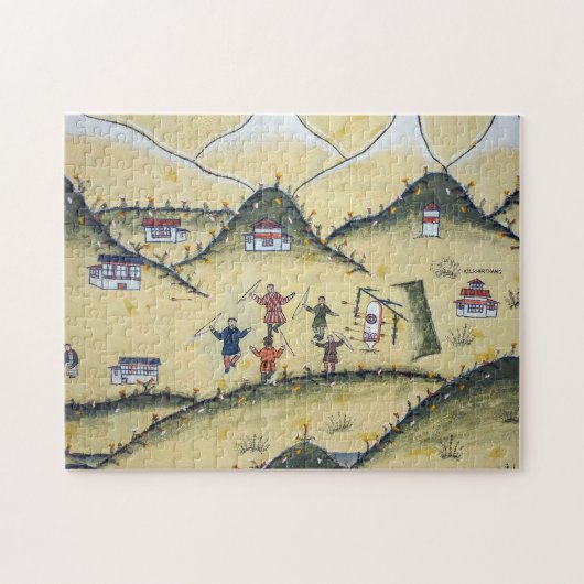Bhutanees huis met boogschilderijen - Bhutan Legpuzzel (Horizontaal)