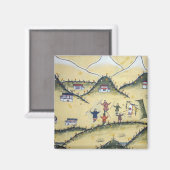 Bhutanees huis met boogschilderijen - Bhutan Magneet (Voorkant / Achterkant)