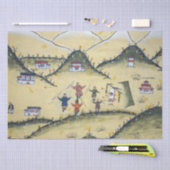 Bhutanees huis met boogschilderijen - Bhutan Tissuepapier (Craft)