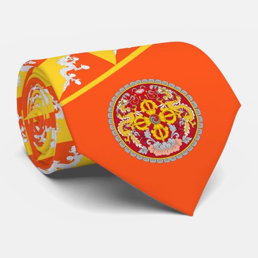 Bhutanees Nationaal Embleem en Vlag, Bhutan Stropdas (Opgerold)