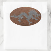 Bhutanese draak over leder ovale sticker (Tas)