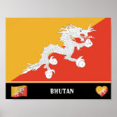 Bhutanese Flag & Bhutanese country / Bhutan dragon Poster (Voorkant)