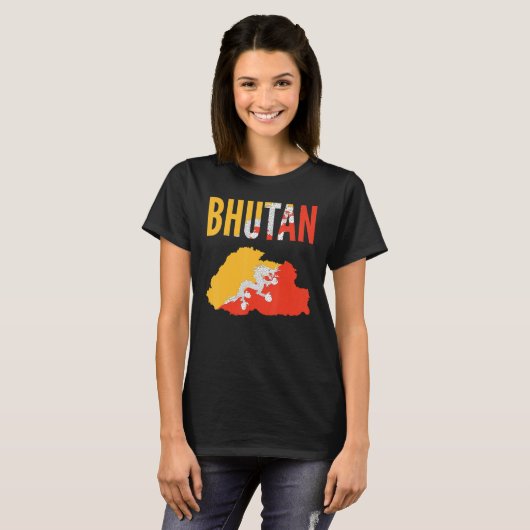 Bhutanese landkaart t-shirt (Voorkant volledig)