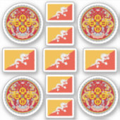 Bhutanese nationale symbolen/wapenschild en vlag sticker (Voorkant)