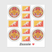 Bhutanese nationale symbolen/wapenschild en vlag sticker (Vel)