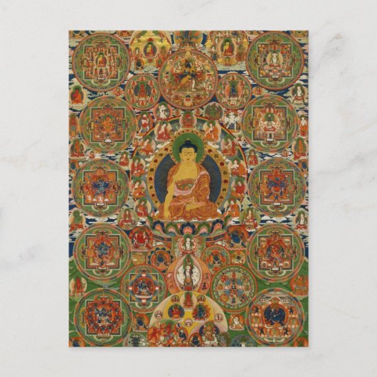 Bhutanese schilderde complete mandala briefkaart (Voorkant)