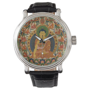 Bhutanese schilderde complete mandala horloge