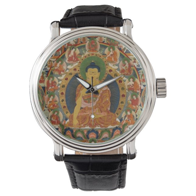 Bhutanese schilderde complete mandala horloge (Voorkant)