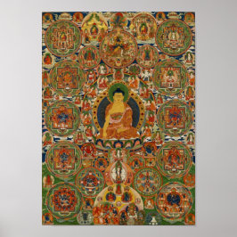 Bhutanese schilderde complete mandala poster