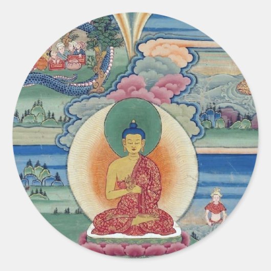 Bhutanese schilderde complete mandala ronde sticker (Voorkant)