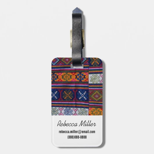 Bhutanese textielstof bagagelabel (Achterkant verticaal)