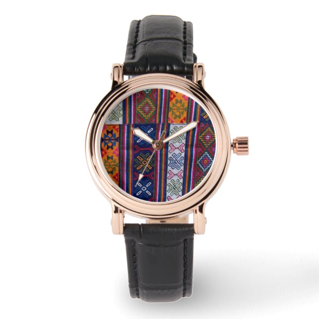 Bhutanese textielstof horloge (Voorkant)
