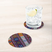 Bhutanese textielstof ronde kartonnen onderzetter (Insitu)