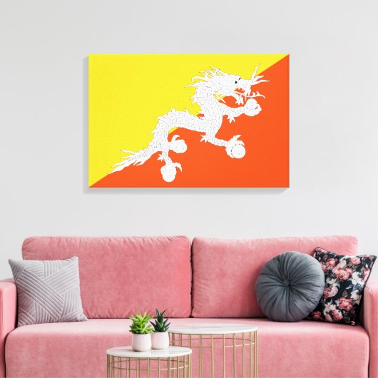 Bhutanese vlag (Bhutan) (Thunder Dragon) Canvas Afdruk (Insitu (Woonkamer))