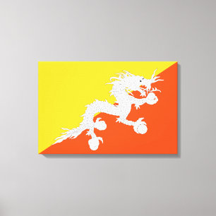 Bhutanese vlag (Bhutan) (Thunder Dragon) Canvas Afdruk