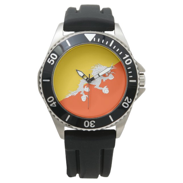 Bhutanese vlag (Bhutan) (Thunder Dragon) Horloge (Voorkant)