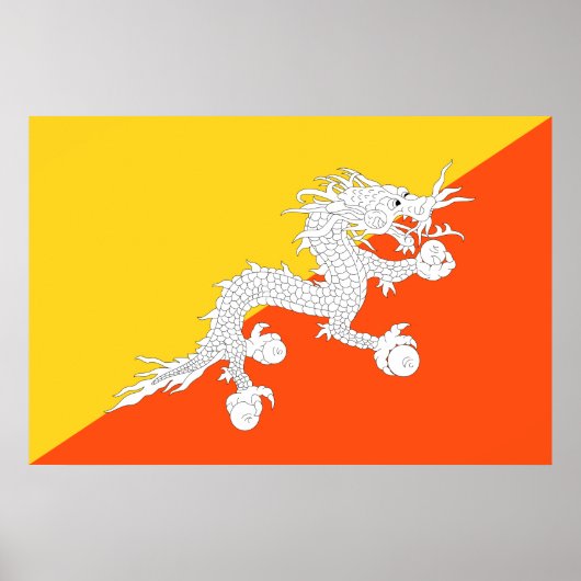 Bhutanese vlag (Bhutan) (Thunder Dragon) Poster (Voorkant)
