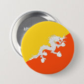 Bhutanese vlag (Bhutan) (Thunder Dragon) Ronde Button 7,6 Cm (Voorkant /achterkant)