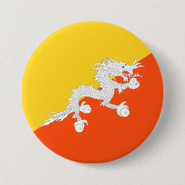 Bhutanese vlag (Bhutan) (Thunder Dragon) Ronde Button 7,6 Cm