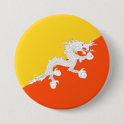 Bhutanese vlag (Bhutan) (Thunder Dragon) Ronde Button 7,6 Cm (Voorkant)