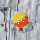 Bhutanese vlag (Bhutan) (Thunder Dragon) Ronde Button 7,6 Cm (In situ)