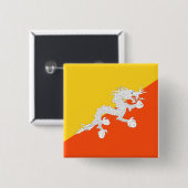 Bhutanese vlag (Bhutan) (Thunder Dragon) Vierkante Button 5,1 Cm (Voorkant /achterkant)