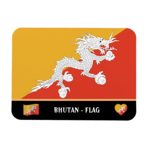 Bhutanese vlag & Bhutanesland / Bhutan dragon Magneet