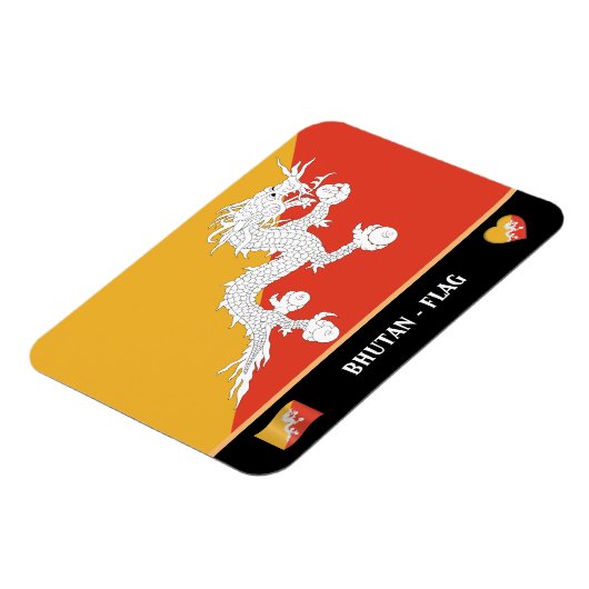 Bhutanese vlag & Bhutanesland / Bhutan dragon Magneet (Linkerzijde)