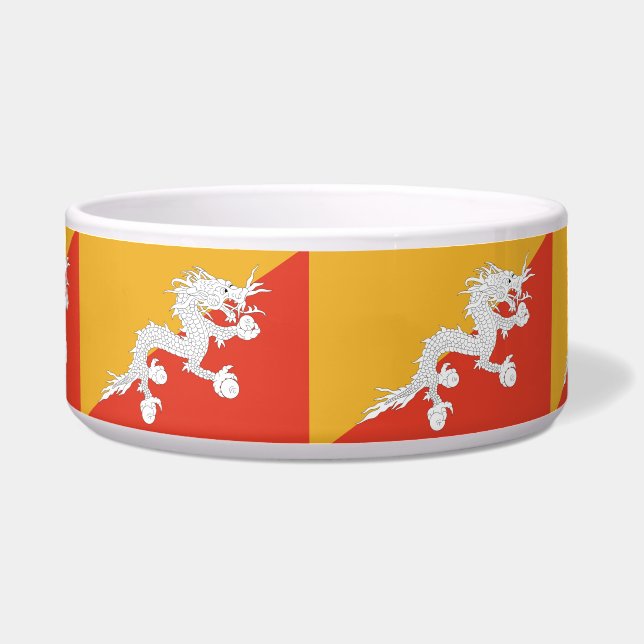 Bhutanese vlag Pet Bowl Voerbakje (Voorkant)