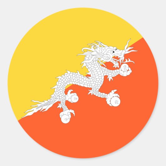 Bhutanese vlag, vlag van Bhutan Ronde Sticker (Voorkant)