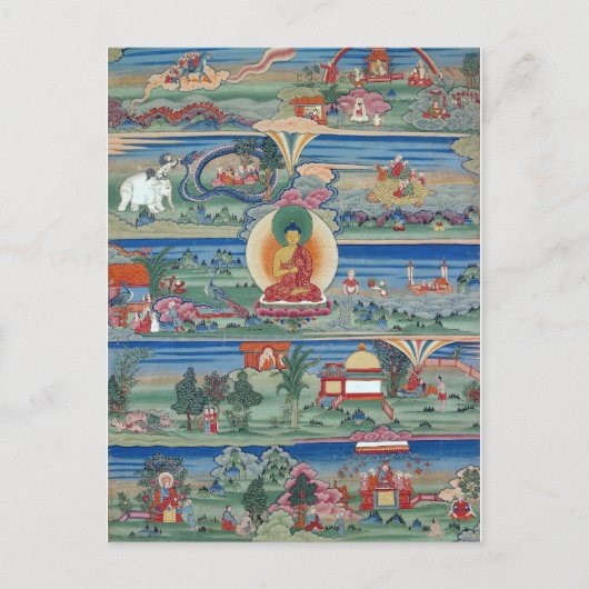 Bhutanesschilderd thanka van de Jataka Tales Briefkaart (Voorkant)