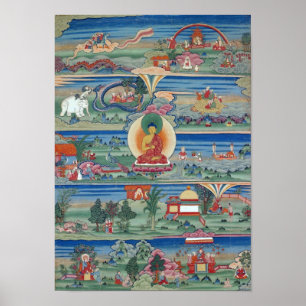 Bhutanesschilderd thanka van de Jataka Tales Poster