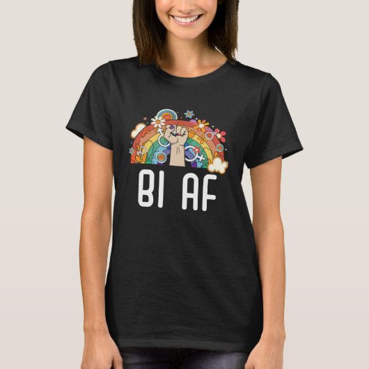Bi AF Bisexual Rainbow Pride March Bisexuality LGB T-shirt (Voorkant)