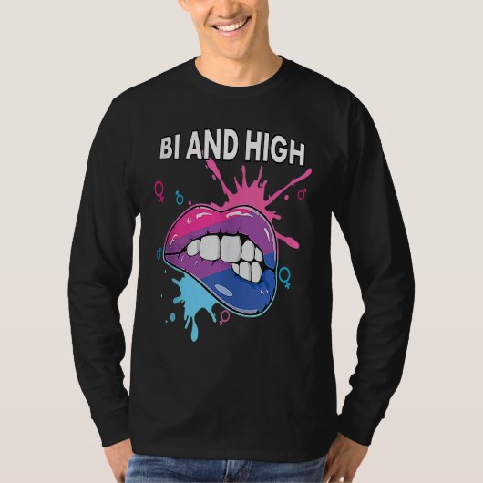Bi And High Bisexual Rainbow Pride March Bisexuali T-shirt (Voorkant)