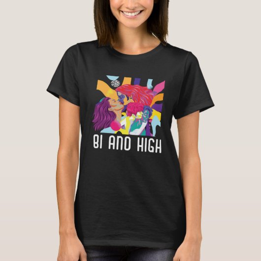 Bi And High Bisexual Rainbow Pride March Bisexuali T-shirt (Voorkant)