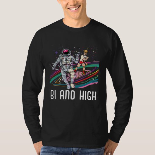 Bi And High Bisexual Rainbow Pride March Bisexuali T-shirt (Voorkant)
