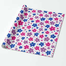 Bi Bisexual Pride Flowers Doodle Roze Blauw Paarse Cadeaupapier