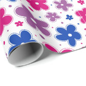 Bi Bisexual Pride Flowers Doodle Roze Blauw Paarse Cadeaupapier (Rol Hoek)