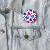 Bi Bisexual Pride Flowers Doodle Roze Blauw Paarse Ronde Button 5,7 Cm (In situ)
